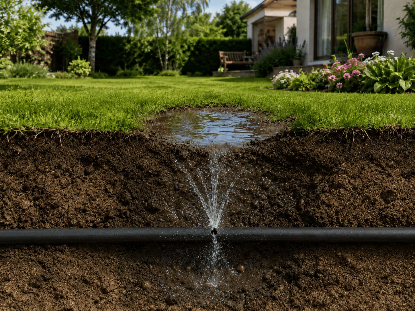 Canalisation d’eau enterrée mise au jour